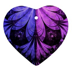 Beautiful Lilac Fractal Feathers Of The Starling Ornament (heart) by jayaprime