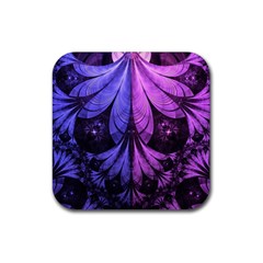 Beautiful Lilac Fractal Feathers Of The Starling Rubber Coaster (square)  by jayaprime