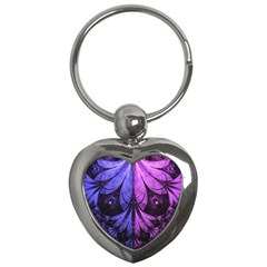 Beautiful Lilac Fractal Feathers Of The Starling Key Chains (heart)  by jayaprime