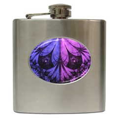 Beautiful Lilac Fractal Feathers Of The Starling Hip Flask (6 Oz) by jayaprime