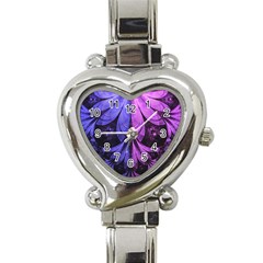 Beautiful Lilac Fractal Feathers Of The Starling Heart Italian Charm Watch by jayaprime