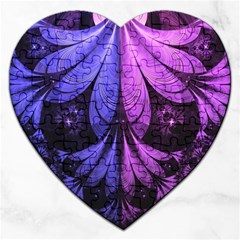 Beautiful Lilac Fractal Feathers Of The Starling Jigsaw Puzzle (heart) by jayaprime