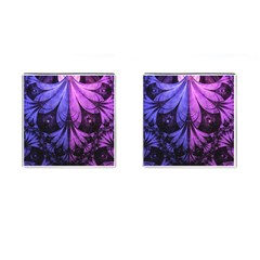 Beautiful Lilac Fractal Feathers Of The Starling Cufflinks (square) by jayaprime