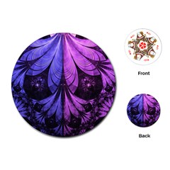 Beautiful Lilac Fractal Feathers Of The Starling Playing Cards (round)  by jayaprime