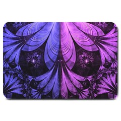 Beautiful Lilac Fractal Feathers Of The Starling Large Doormat  by jayaprime