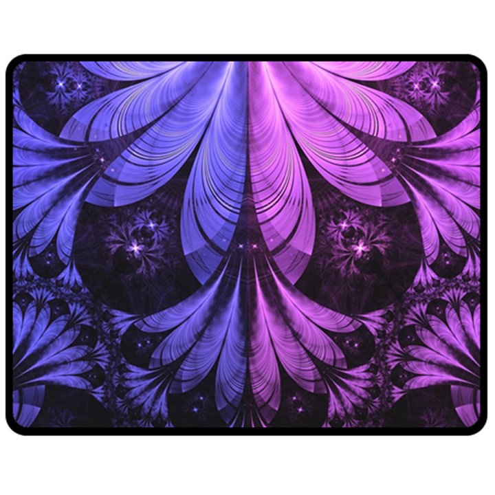 Beautiful Lilac Fractal Feathers of the Starling Double Sided Fleece Blanket (Medium) 