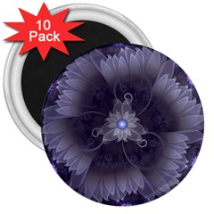 Amazing Fractal Triskelion Purple Passion Flower 3  Magnets (10 Pack)  by jayaprime