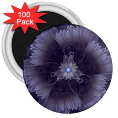 Amazing Fractal Triskelion Purple Passion Flower 3  Magnets (100 Pack) by jayaprime