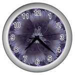 Amazing Fractal Triskelion Purple Passion Flower Wall Clocks (Silver)  Front