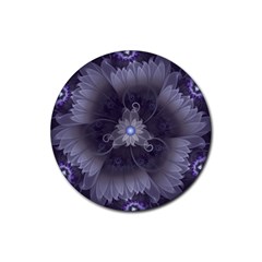 Amazing Fractal Triskelion Purple Passion Flower Rubber Round Coaster (4 Pack)  by jayaprime