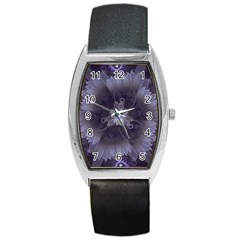 Amazing Fractal Triskelion Purple Passion Flower Barrel Style Metal Watch by jayaprime