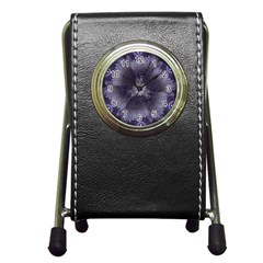 Amazing Fractal Triskelion Purple Passion Flower Pen Holder Desk Clocks by jayaprime