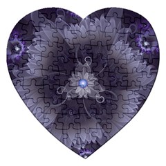 Amazing Fractal Triskelion Purple Passion Flower Jigsaw Puzzle (heart) by jayaprime