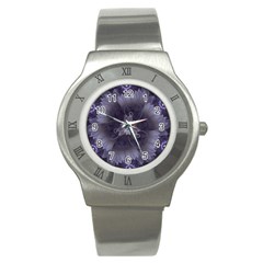 Amazing Fractal Triskelion Purple Passion Flower Stainless Steel Watch by jayaprime