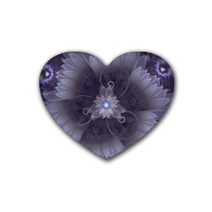 Amazing Fractal Triskelion Purple Passion Flower Heart Coaster (4 Pack)  by jayaprime