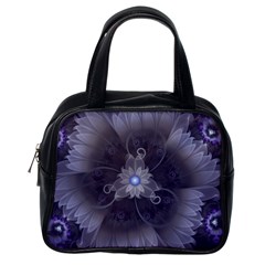 Amazing Fractal Triskelion Purple Passion Flower Classic Handbags (one Side) by jayaprime