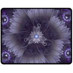 Amazing Fractal Triskelion Purple Passion Flower Fleece Blanket (medium)  by jayaprime