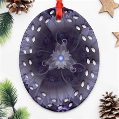 Amazing Fractal Triskelion Purple Passion Flower Oval Filigree Ornament (two Sides) by jayaprime