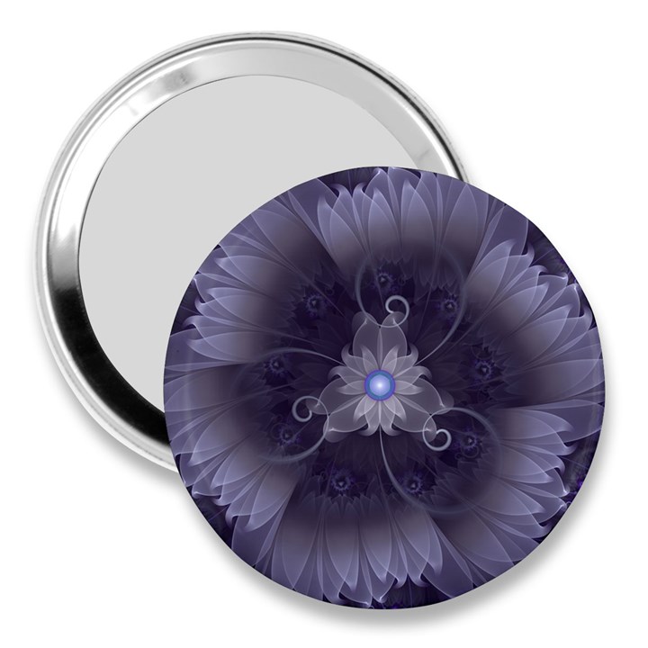 Amazing Fractal Triskelion Purple Passion Flower 3  Handbag Mirrors