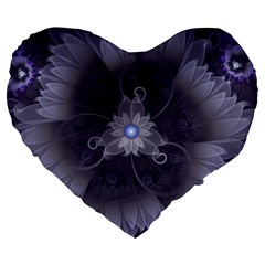 Amazing Fractal Triskelion Purple Passion Flower Large 19  Premium Heart Shape Cushions by jayaprime