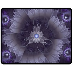 Amazing Fractal Triskelion Purple Passion Flower Double Sided Fleece Blanket (medium)  by jayaprime