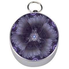 Amazing Fractal Triskelion Purple Passion Flower Silver Compasses by jayaprime