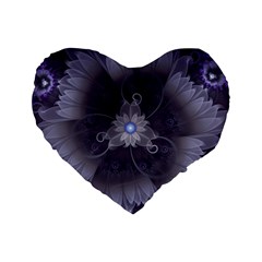 Amazing Fractal Triskelion Purple Passion Flower Standard 16  Premium Flano Heart Shape Cushions by jayaprime