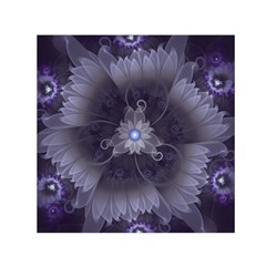 Amazing Fractal Triskelion Purple Passion Flower Small Satin Scarf (square) by jayaprime