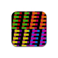 Colorful Rectangles And Squares                        Rubber Square Coaster (4 Pack by LalyLauraFLM