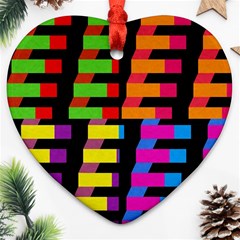 Colorful Rectangles And Squares                        Ornament (heart) by LalyLauraFLM