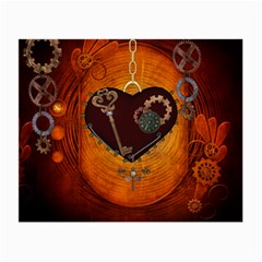 Steampunk, Heart With Gears, Dragonfly And Clocks Small Glasses Cloth (2-side) by FantasyWorld7