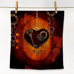 Steampunk, Heart With Gears, Dragonfly And Clocks Face Towel by FantasyWorld7