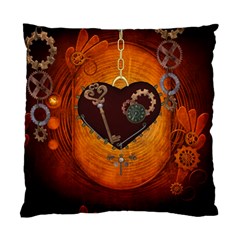 Steampunk, Heart With Gears, Dragonfly And Clocks Standard Cushion Case (two Sides) by FantasyWorld7