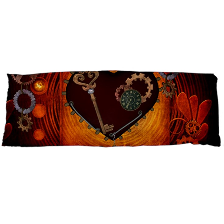 Steampunk, Heart With Gears, Dragonfly And Clocks Body Pillow Case Dakimakura (Two Sides)