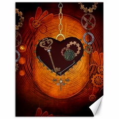 Steampunk, Heart With Gears, Dragonfly And Clocks Canvas 18  X 24   by FantasyWorld7