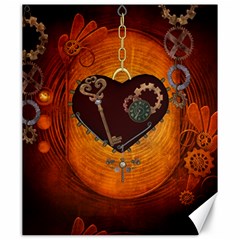 Steampunk, Heart With Gears, Dragonfly And Clocks Canvas 20  X 24   by FantasyWorld7