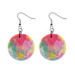 Pastel Watercolors Canvas                        1  Button Earrings by LalyLauraFLM