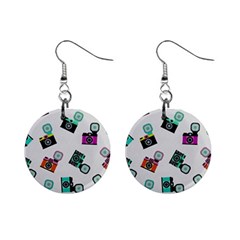 Old Cameras Pattern                        1  Button Earrings by LalyLauraFLM