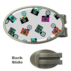 Old Cameras Pattern                        Money Clip (oval) by LalyLauraFLM