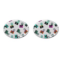 Old Cameras Pattern                        Cufflinks (oval) by LalyLauraFLM