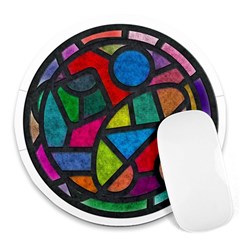 Stained Glass Color Texture Sacra Round Mousepads by BangZart