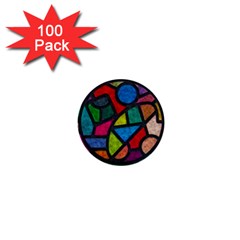 Stained Glass Color Texture Sacra 1  Mini Buttons (100 Pack)  by BangZart