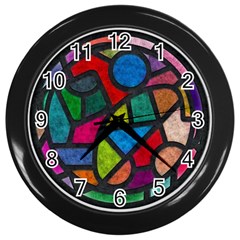 Stained Glass Color Texture Sacra Wall Clocks (black) by BangZart