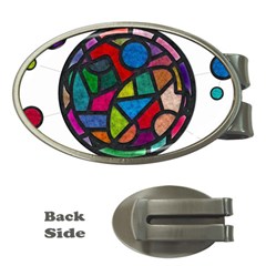 Stained Glass Color Texture Sacra Money Clips (oval) 