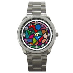 Stained Glass Color Texture Sacra Sport Metal Watch by BangZart