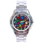 Stained Glass Color Texture Sacra Stainless Steel Analogue Watch Front