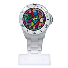 Stained Glass Color Texture Sacra Plastic Nurses Watch by BangZart