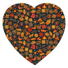 Pattern Background Ethnic Tribal Jigsaw Puzzle (heart) by BangZart