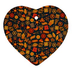 Pattern Background Ethnic Tribal Heart Ornament (two Sides) by BangZart