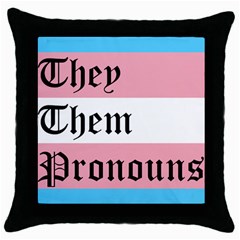 They/them Pronouns Throw Pillow Case (black) by TransPrints